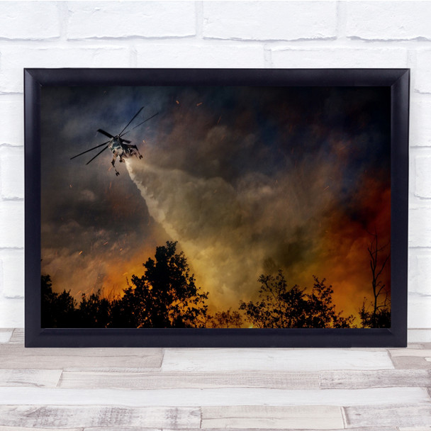 Orria Italy Cilento Helicopter Forest Fire Disaster Smoke Flight Wall Art Print