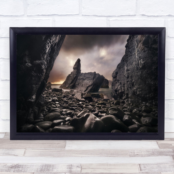 Rocks Landscape Stone Sunset Seascape Cliff Coastal Coast Pebble Wall Art Print