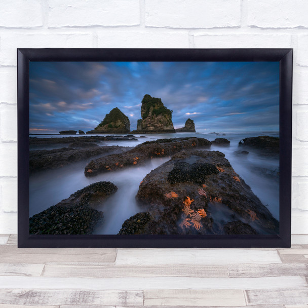 Seascape Moody Sky Cloud New Zealand Starfish Greymouth Starfish Wall Art Print