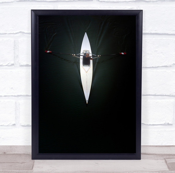 Aerial Above Action Paddle Paddling Kayak Row Rowing Boat Water Wall Art Print