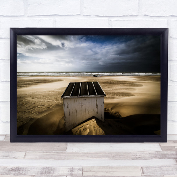 Beach Oostende Cabin Netherlands Water Sea Ocean Landscape Sand Wall Art Print