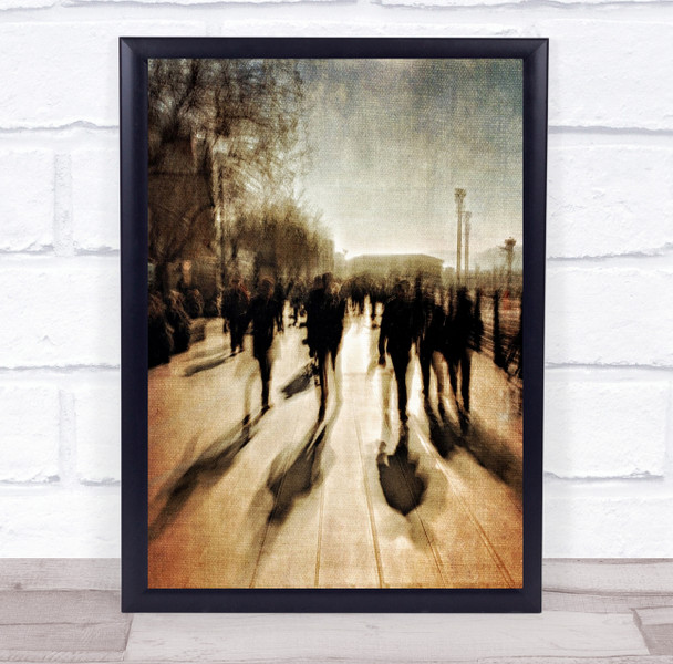 Blur Blurry Painterly Texture Creative Edit City people walking Wall Art Print