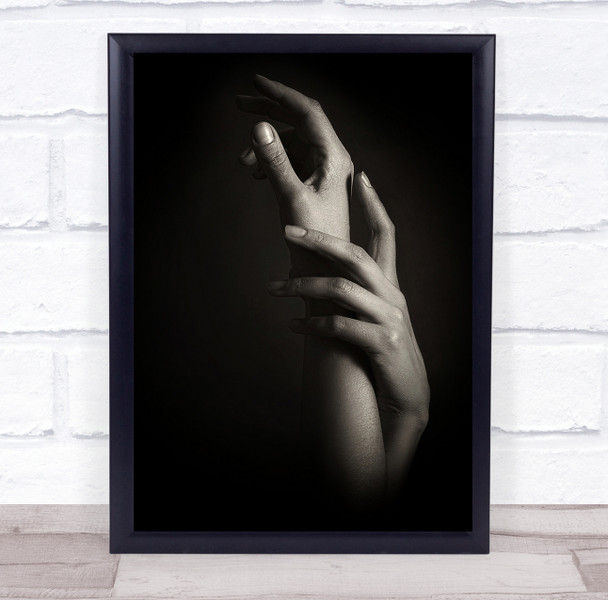 Body Skin Touch Hand Hands Arm Arms Finger Fingers Dark Low Key Wall Art Print