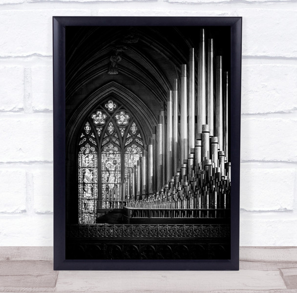 Cathedral Gothic Organ Church Music Stone Pipes Window Religion Wall Art Print