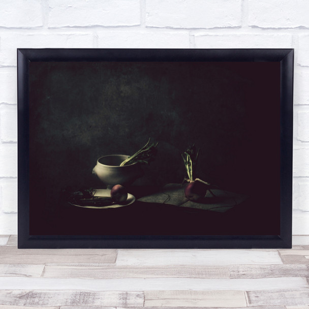 Dark Low Key Low-Key Still Life Bowl Vegetable Vegetables Plate Wall Art Print