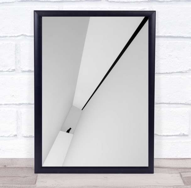 Diagonal White Lines Figure Silhouette Person Abstract Interior Wall Art Print