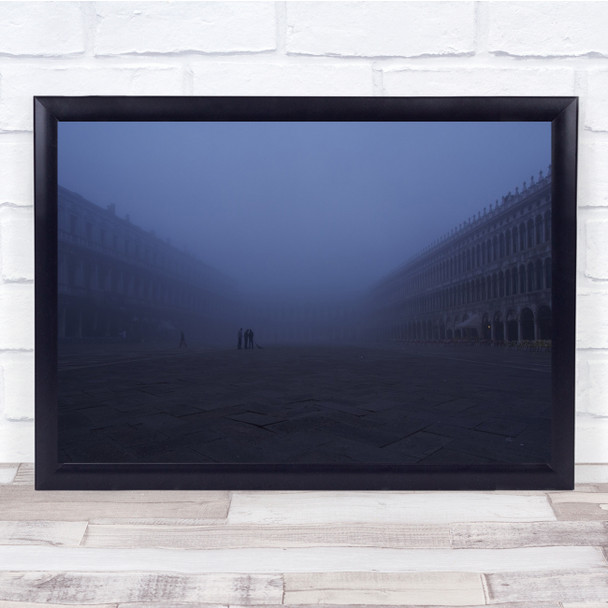 Foggy Fog Mist Haze Venice Italy Square Piazza San Marco Street Wall Art Print