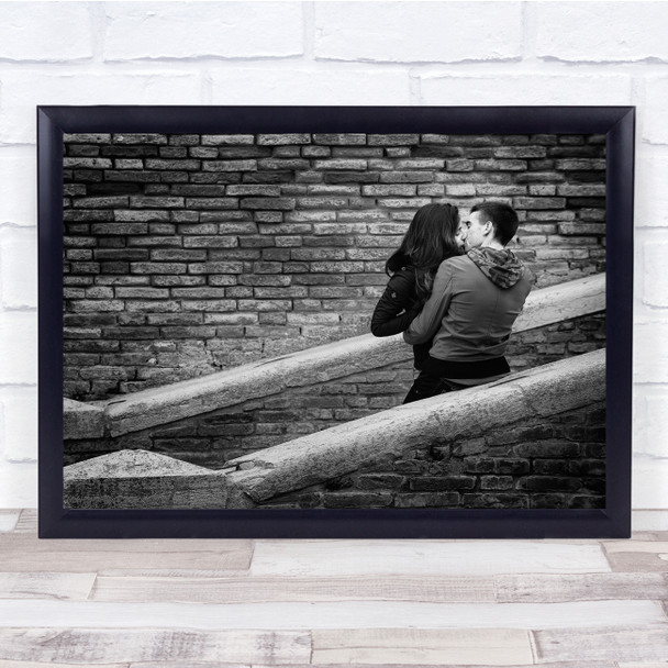 Love Romance Romantic Kiss Hug Embrace Couple Pair Relationship Wall Art Print