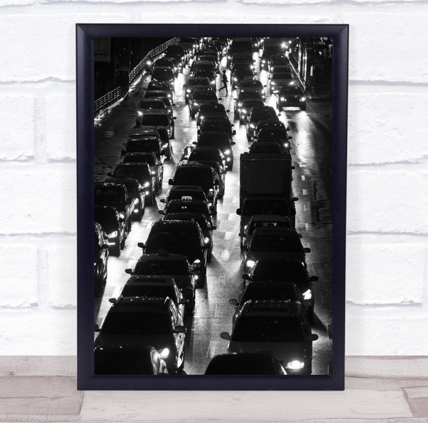 Traffic Jam Car Cars Street Night Road Way Highway Walk Walking Wall Art Print