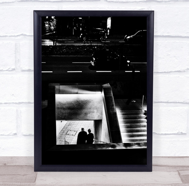 Was A Nice Evening, My Dear. black and white underground couple Wall Art Print