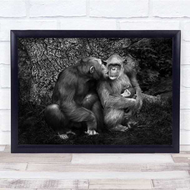 Wildlife Nature Animal Wild Apes Family Mother Father Cute Baby Wall Art Print