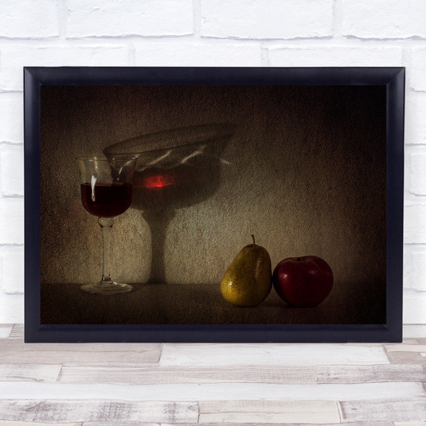 Wine Glass Fruit Harvest Autumn Red Apple Pear Still Life Drink Wall Art Print