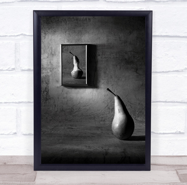 Conceptual Portrait Black & White Pears Eaten Half-Eaten Shadow Surreal Print