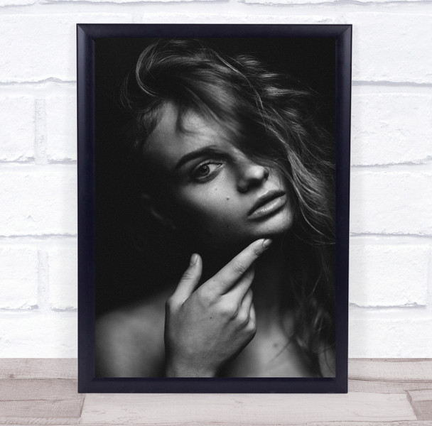 Face Model Girl Woman Eye Hair Finger Low Key Portrait Low-Key Wall Art Print