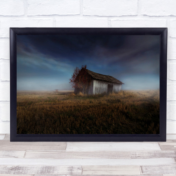 Finland Summer Field Misty Fog Barn Abandoned Forgotten Broken Wall Art Print