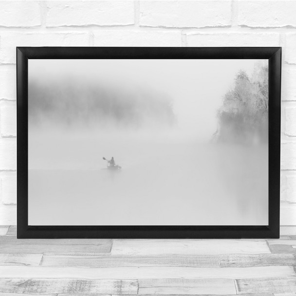 Panoramic Paddling Soft Fog Mist Lake Wall Art Print