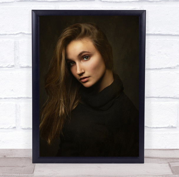 Vika Woman hair to side pose close up Wall Art Print