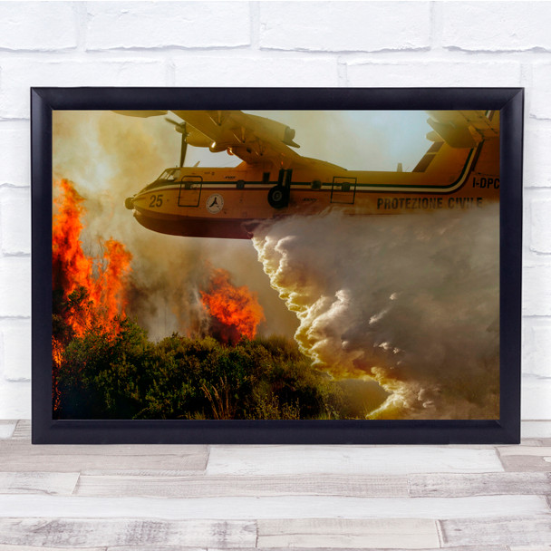 Water Rescue Plane Forest Fire Nature Wall Art Print