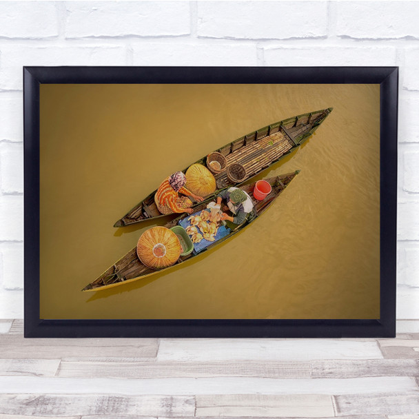 Boats Sales People Canoe Raft Ship Transportation Hat Trade Wall Art Print