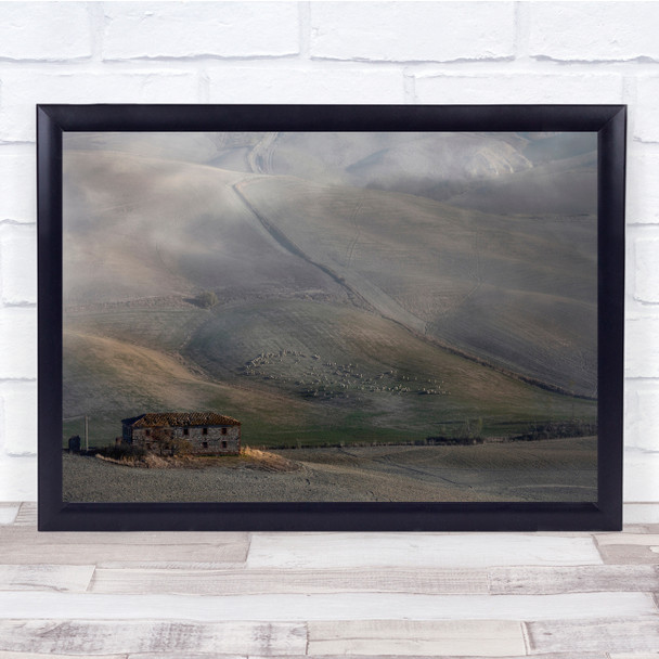 Fog Landscape Deserted Italy Tuscany Iconic Landmark Travel Wall Art Print