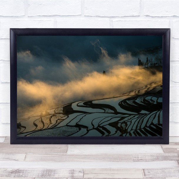 Terrace China Clouds Mist Yuanyang Terraces Rice Plantation Wall Art Print