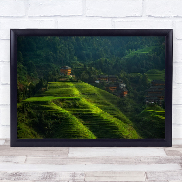 Terraces Terrace Plantation Village Mountain Buildings Lush Wall Art Print