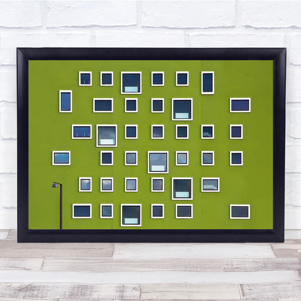 Windows Green Architecture Lamp Street Light Shapes Squares Wall Art Print