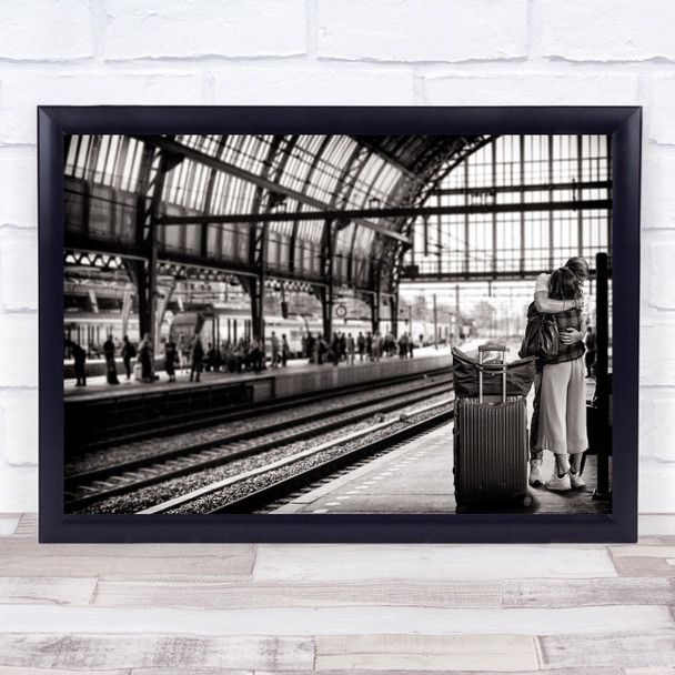 Amsterdam Suitcase Travel Station Couple Lovers Separation Good Bye Print