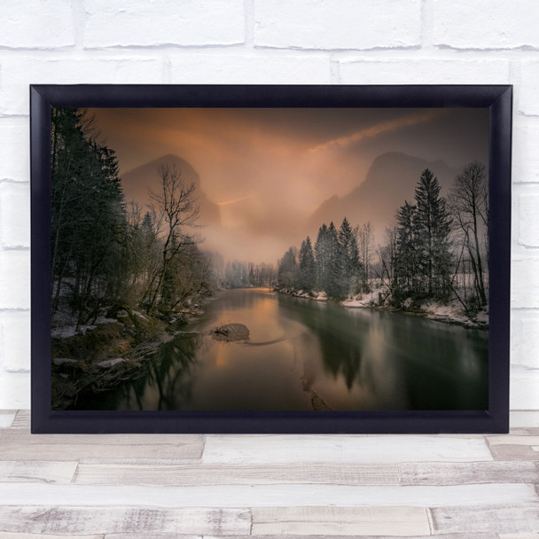 Landscape River Stream Long Exposure Water Trees Mountain Mountains Print