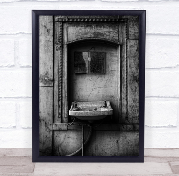 Sink Bathroom Black & White Old Broken Decay Degeneration Abandoned Print