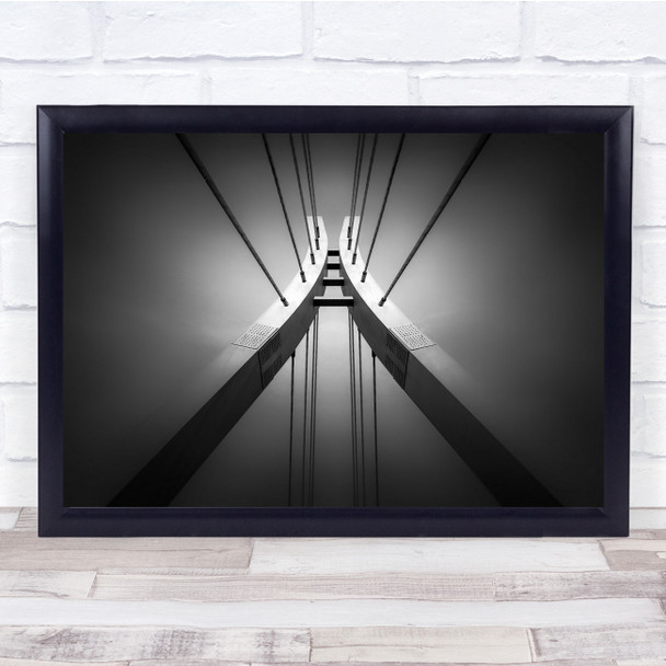 Architecture Black & White Bridge Geometry Symmetry Cables Wall Art Print