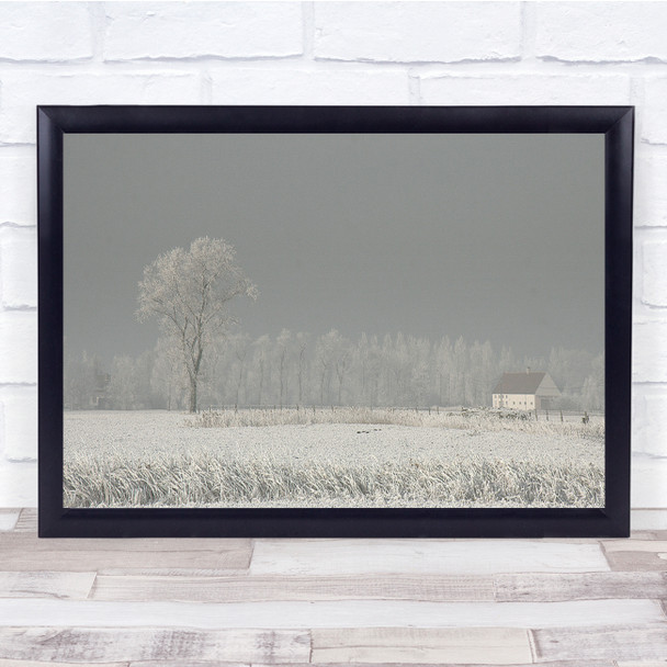 Belgium Polderland Winter Frozen Smog Landscape Polderland Wall Art Print