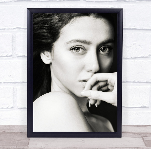 Face Woman Eyes Hand Model Black & White Portrait Untitled Wall Art Print