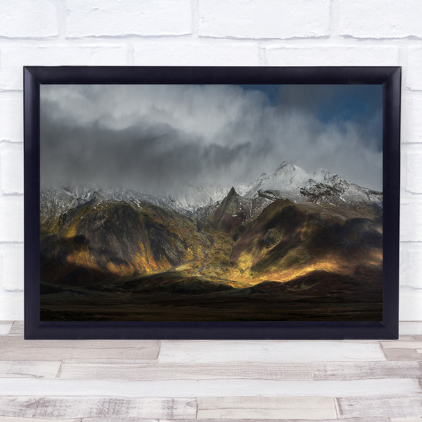 Panorama Landscape Mountain Mountains Iceland Light Shadow Wall Art Print