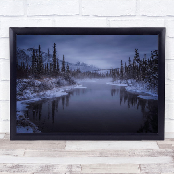 River Water Forest Cold Winter Snow Frost Frozen Landscape Wall Art Print