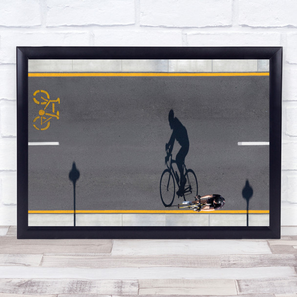 Shadow Bike Road Ride Bicycle Rider Bicycling Bikes Street Wall Art Print