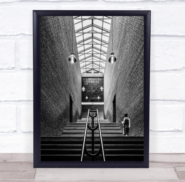 Architecture Black & White Black White Lights Shapes Stairs Museum Print