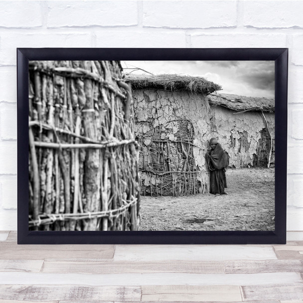 Masai Boma Tanzania Africa Village Documentary Tribe Black & White Print