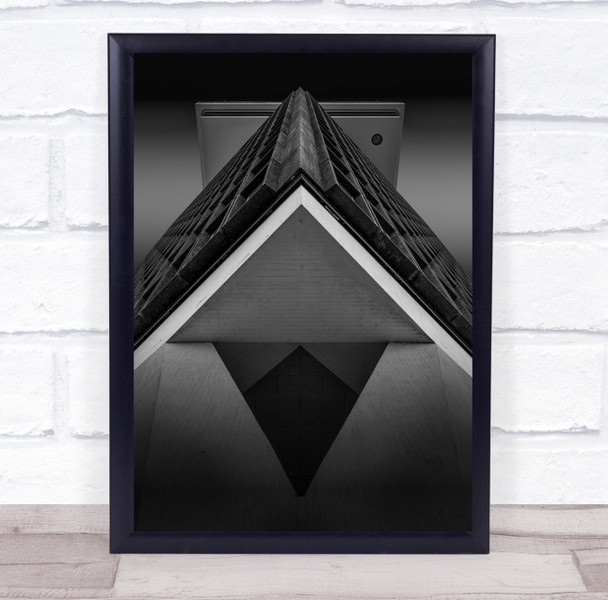 Architecture Lines Building Triangles Black White Low-Key Wall Art Print