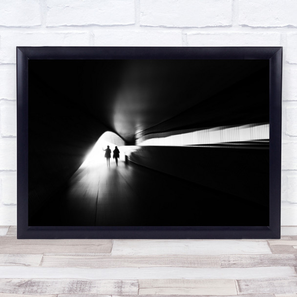 Black & White reflection mood silhouette white two couple Wall Art Print