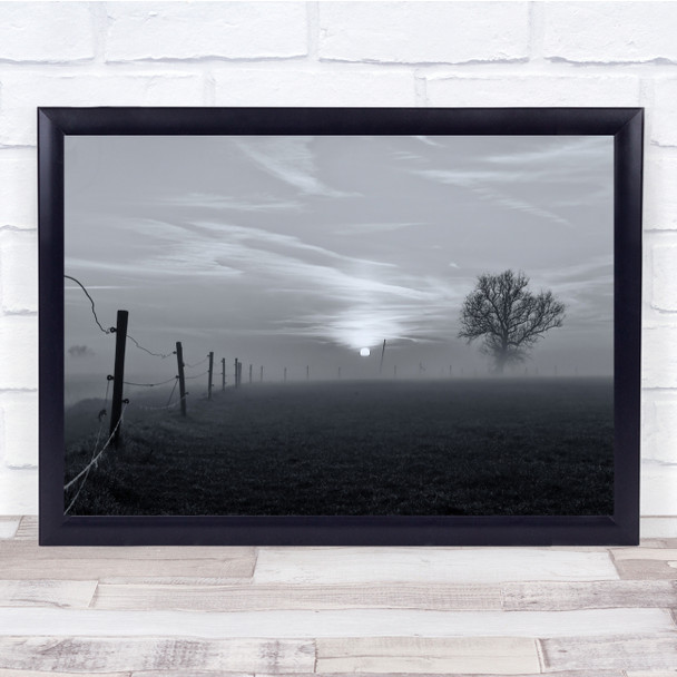 Field Landscape Sun Morning Sunrise Dawn Countryside tree Wall Art Print