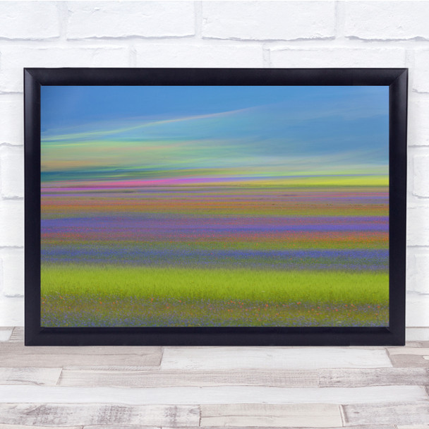 Field Soft Landscape Flowers Meadow Purple Streaks Summer Wall Art Print