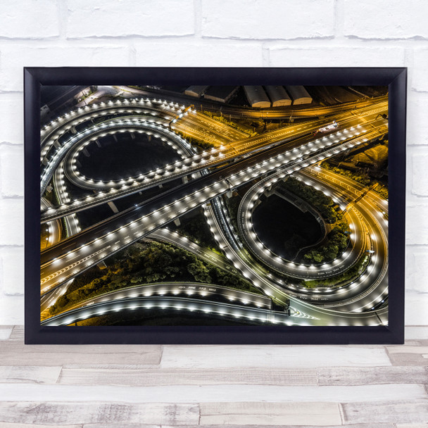 Night Metropolis Snakes Highway Road Way Japan Asia Urban Wall Art Print