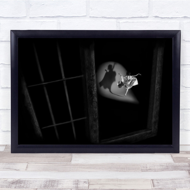 Shadow Window Ballerina Small Dark Show Performance Dance Wall Art Print