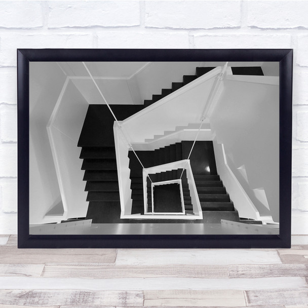 Stair Architecture Black & White Contrast Shapes Geometry Wall Art Print