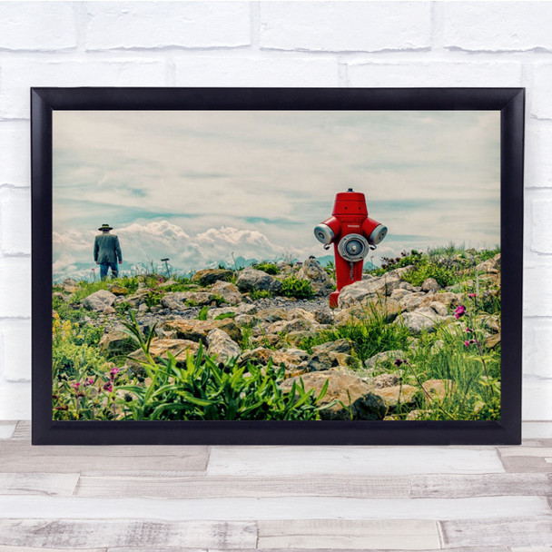 Switzerland Mountain Homesick Red Hat Alps Landscape View Wall Art Print