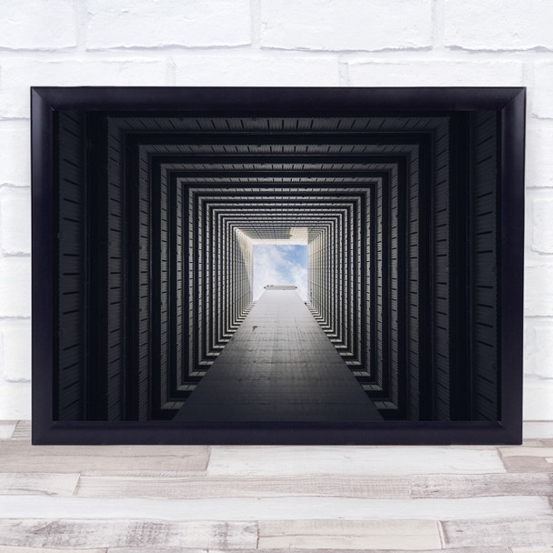 Tunnel Architecture Vanishing Point Light Shadow Symmetry Wall Art Print