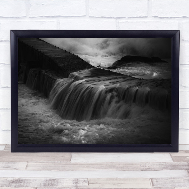 Waterfall Landscape Seascape Stream Sea Ocean Force Power Wall Art Print