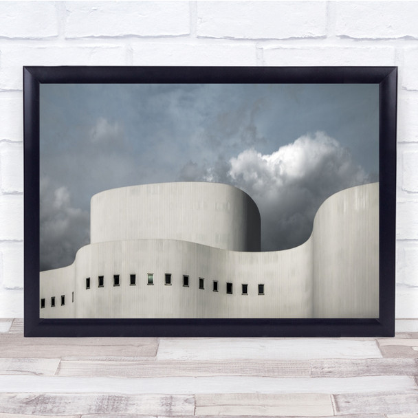 White Building Theatre Architecture Window Curve Concrete Wall Art Print