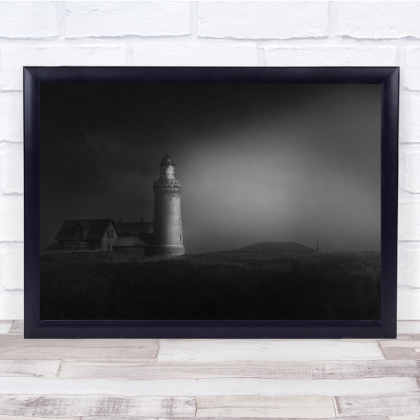 Black & White Lighthouse Denmark Landscape Travel Sunset Wall Art Print